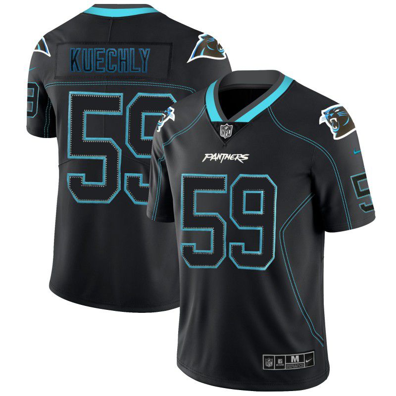 Men Carolina Panthers #59 Kuechly Nike Lights Out Black Color Rush Limited NFL Jerseys